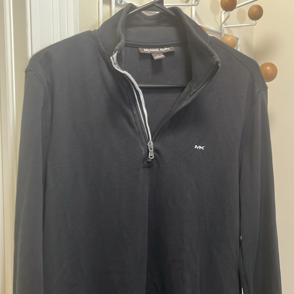 Michael Kors - Classic 1/4 Zip Up Long Sleeve Shirt - Black - S